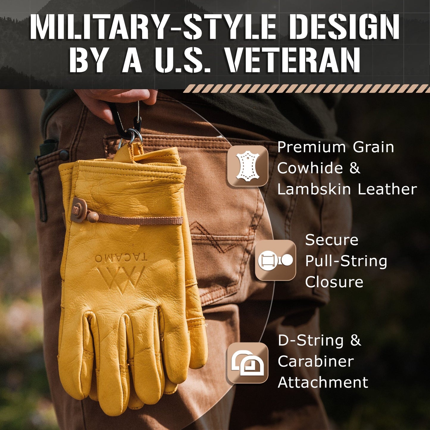 TACAMO® Leather Work Gloves | 100% Cowhide Utility Gloves