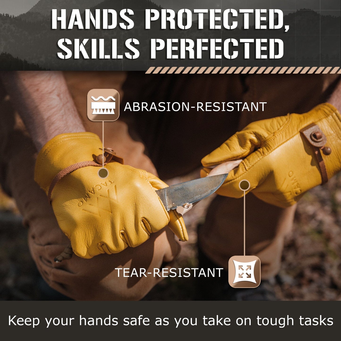 TACAMO® Leather Work Gloves | 100% Cowhide Utility Gloves
