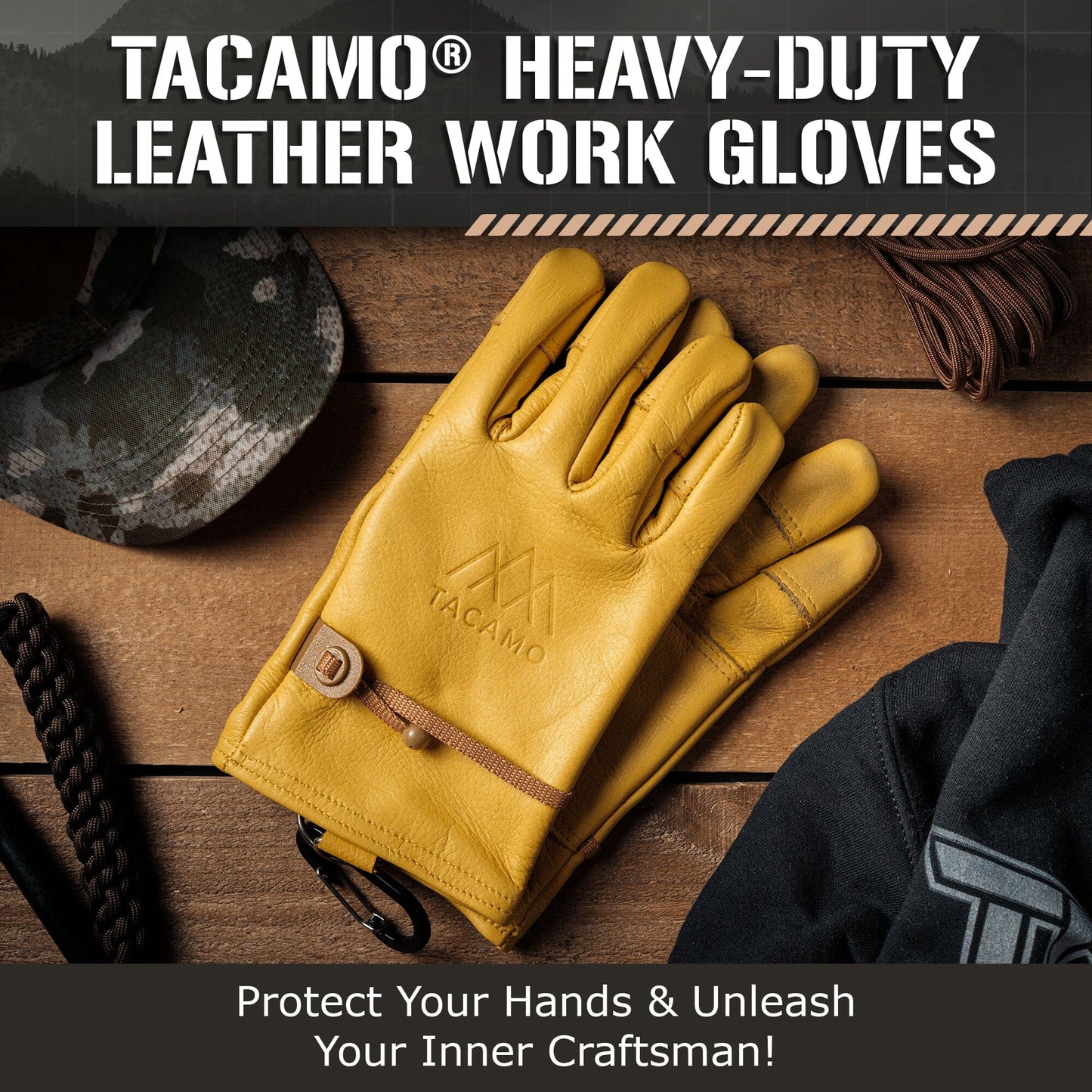 TACAMO® Leather Work Gloves | 100% Cowhide Utility Gloves