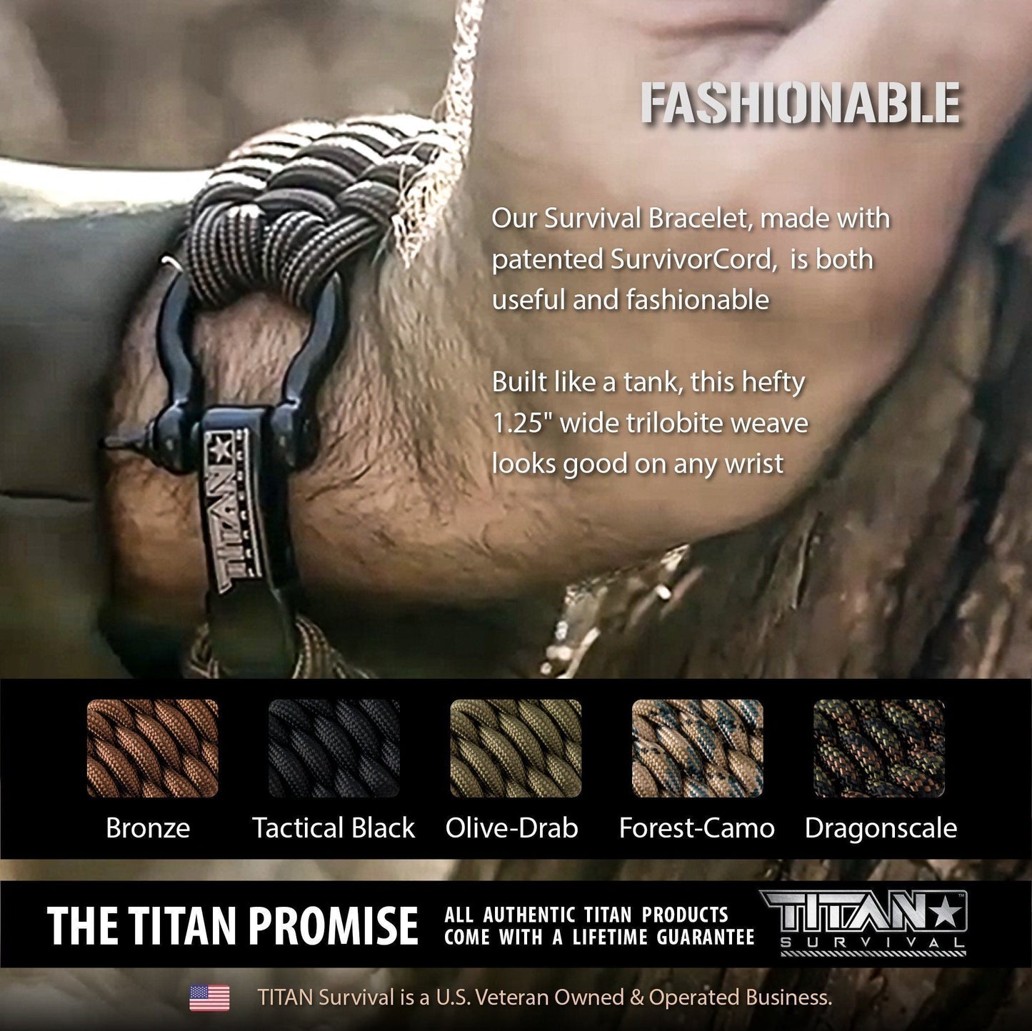 SurvivorCord® Tactical Paracord Bracelet | Trilobite Weave | MIL-SPEC Cordage