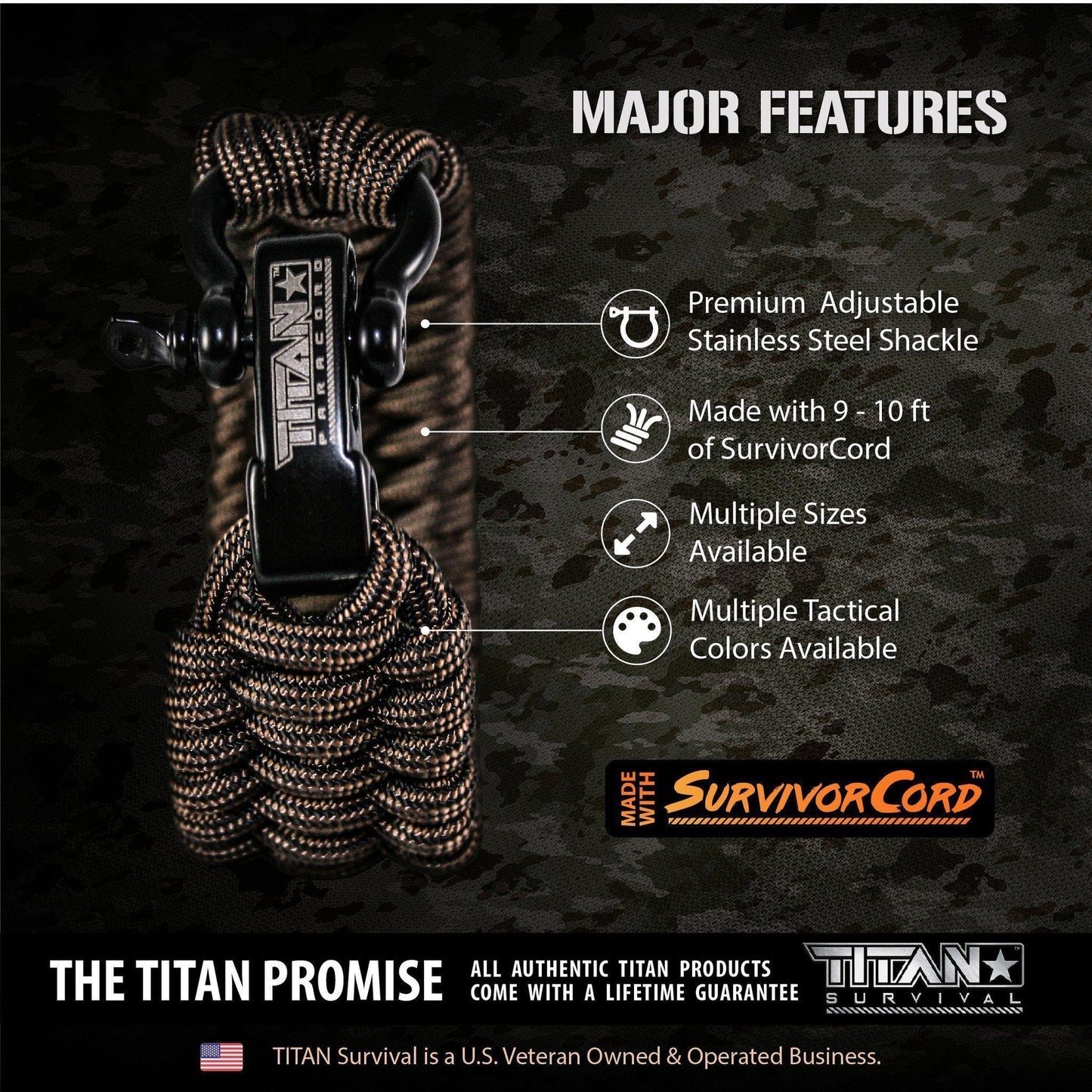 SurvivorCord® Tactical Paracord Bracelet | Trilobite Weave | MIL-SPEC Cordage