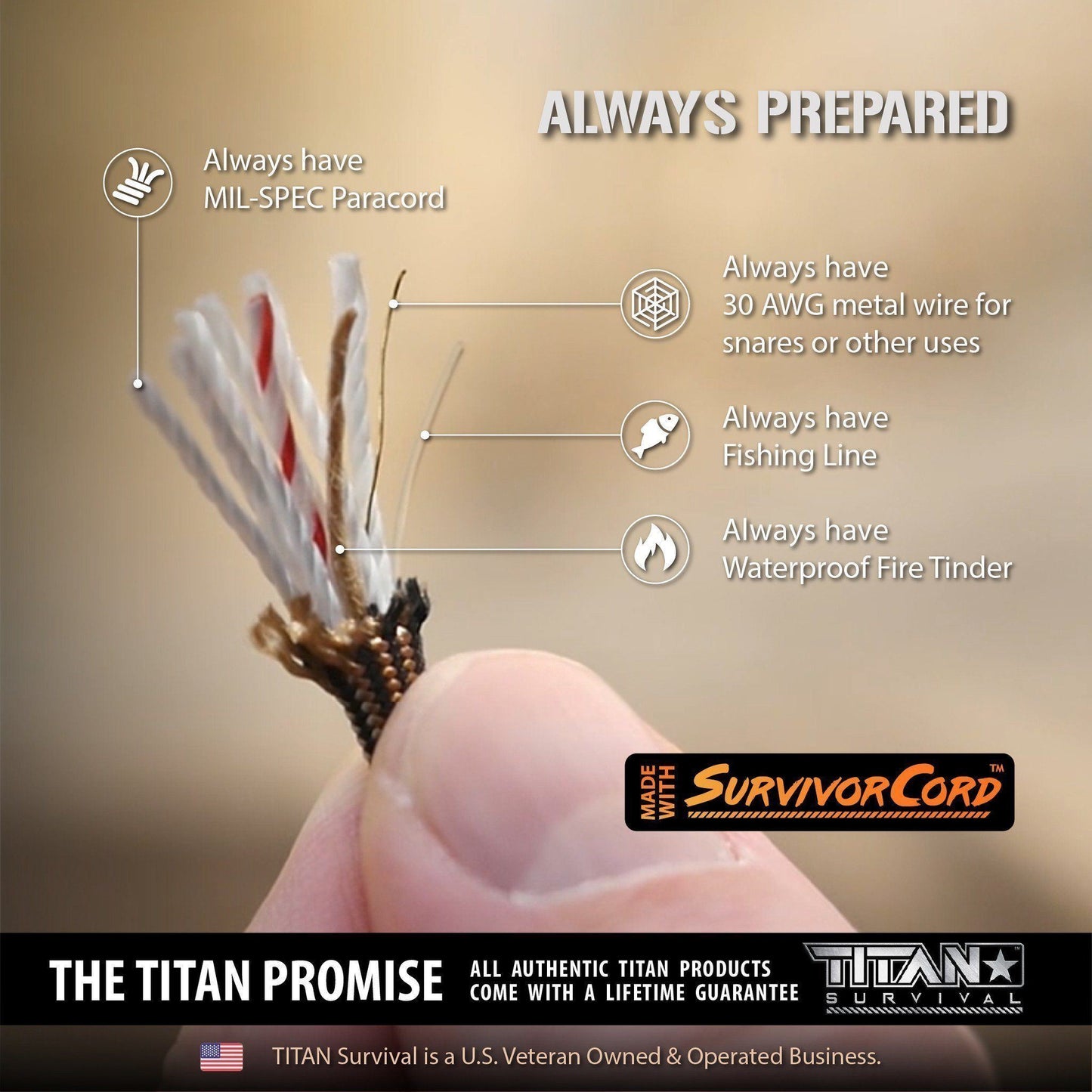 SurvivorCord® Tactical Paracord Bracelet | Trilobite Weave | MIL-SPEC Cordage