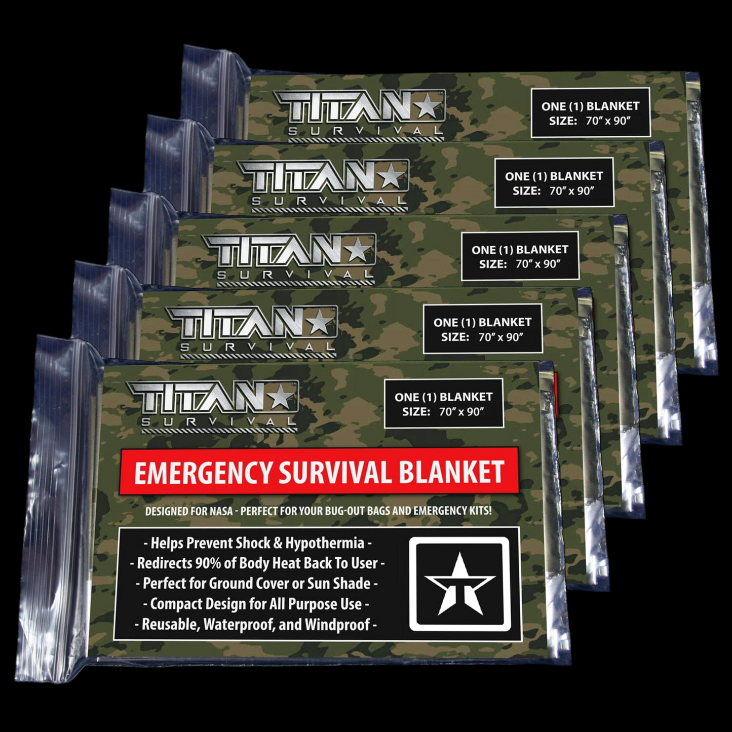 XL Mylar Emergency Survival Blankets | 70” x 90” | Signal or Camo
