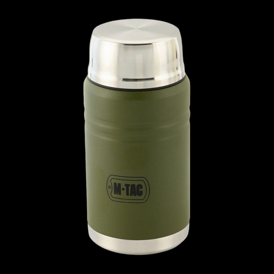 M-Tac Stainless Thermos 25 oz (Olive) with Folding Spoon | Tactical Vacuum Flask