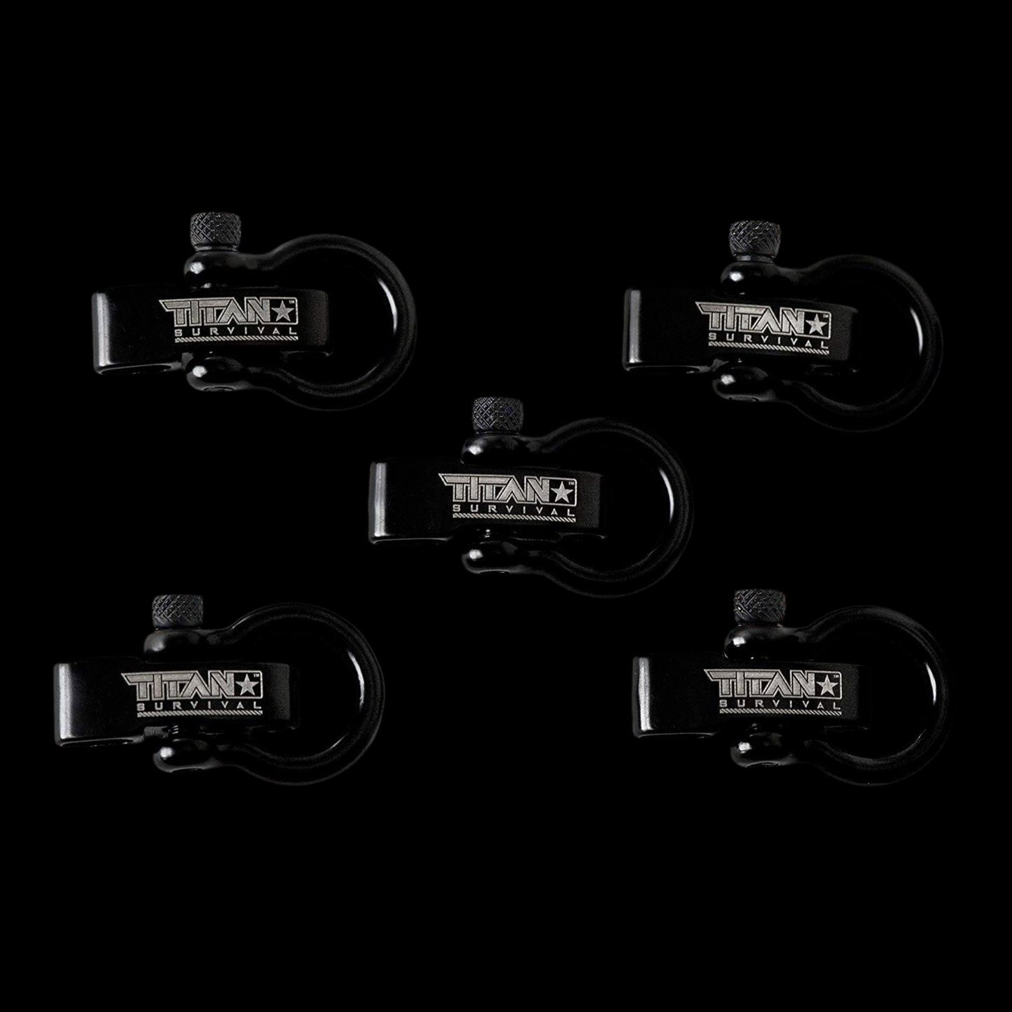 Stainless Steel Bow Shackles, 5-Pack | BLACK