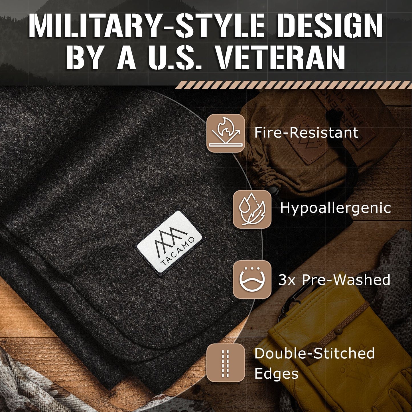 TACAMO® Military-Style Wool Blanket | 80% Recycled Wool | Tactical Thermal Gear