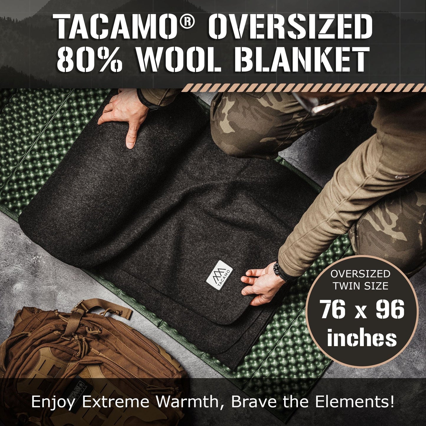 TACAMO® Military-Style Wool Blanket | 80% Recycled Wool | Tactical Thermal Gear