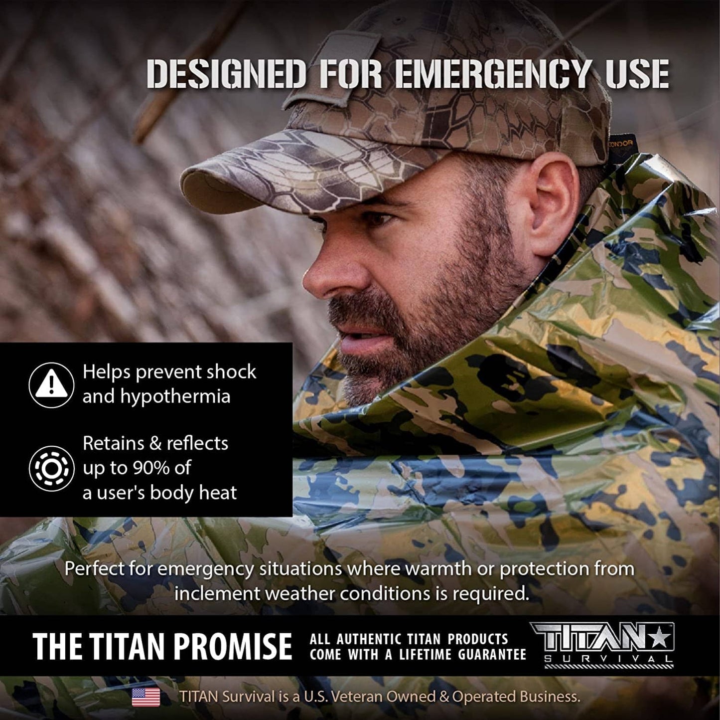 XL Mylar Emergency Survival Blankets | 70” x 90” | Signal or Camo
